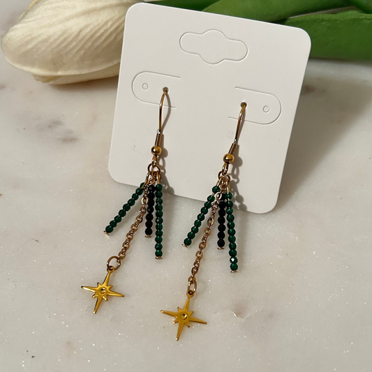 Dark Green Dangle Earrings